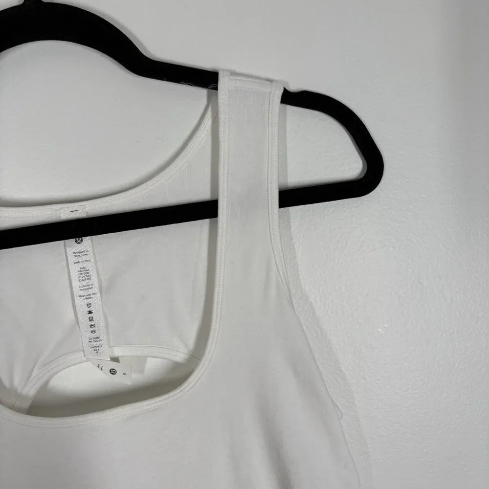 Lululemon Women 6 White Athleisure Stretch Pima Cotton Open-Back Midi Dress NWT
